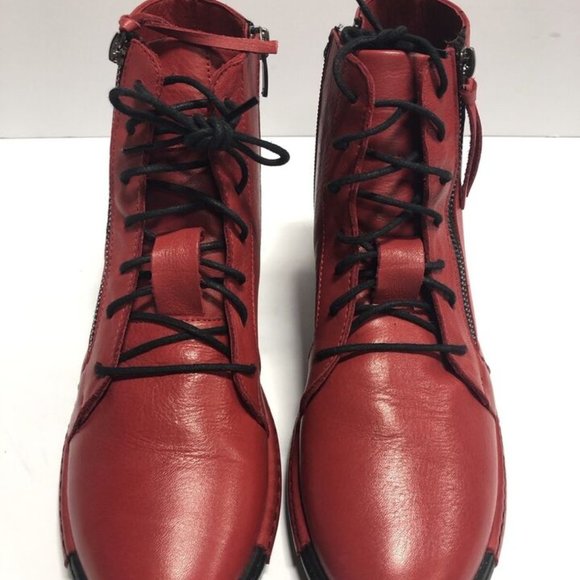 Spring Step Women’s Yaple, Red Leather Zip Booties, Size EU 38, US 7.5-8M - Picture 3 of 6